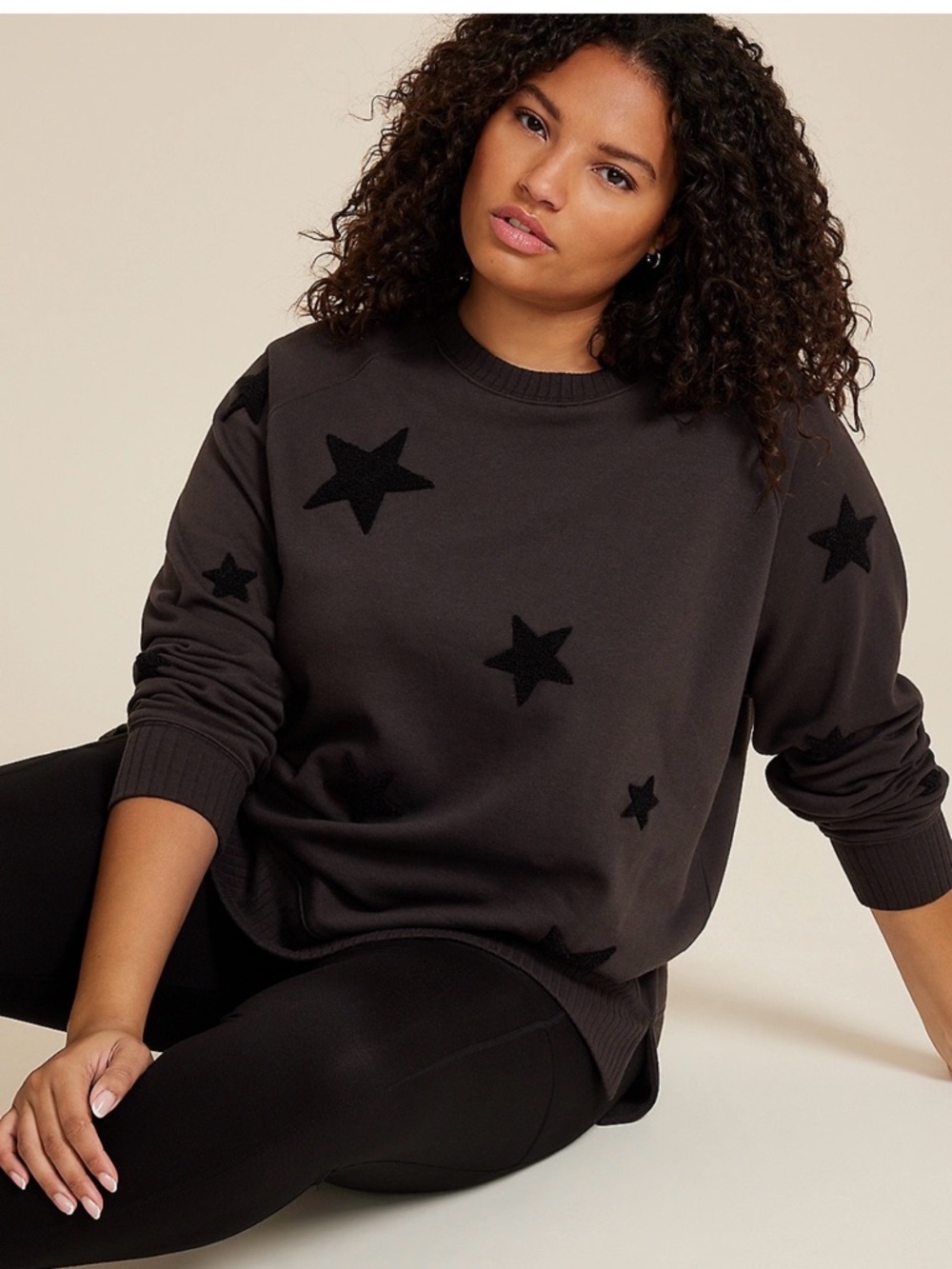 Maurices Black Star-Accent Crewneck Sweatshirt